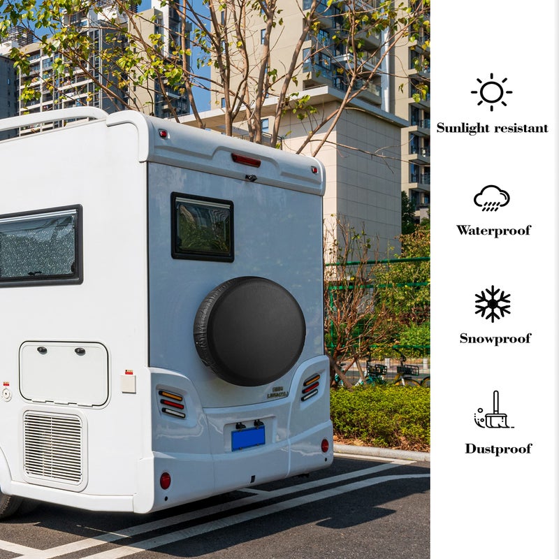 Moonet غطاء إطار احتياطي مقاس 32-34 بوصة من الجلد السميك مناسب عالميًا لشاحنة Jeep Trailer RV SUV Truck غطاء ناعم لعجلة الإطارات الصلبة (يناسب قطر الإطارات بالكامل 32-34 بوصة) - Image 2